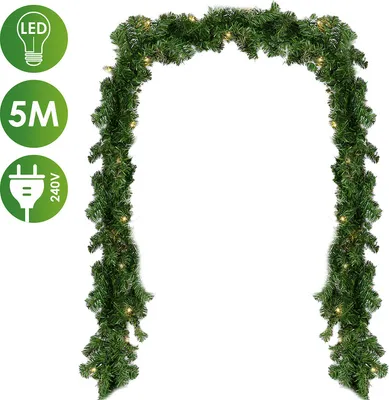 Produktbild von EINFEBEN 5M Weihnachtsgirlande mit 100 LED's Beleuchtung Tannengirlande Girlande, Weihnachtskranz Weihnachtsdekoration für Innen und Außen,warmweiss Weihnachtsgirlanden