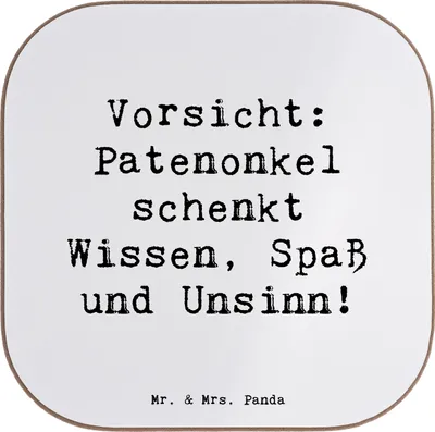 Produktbild von Mr. & Mrs. Panda Bierdeckel Personalisiert Patenonkel Wissen Spaß - Weiß - Geschenk, Dankeschön, untersetzer, Erziehung, Patenschaft, Humor, Patengeschenke, Jubiläen