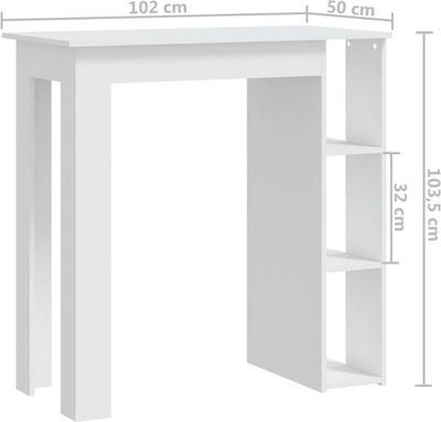 vidaXL Barový stůl s policí bílý 102x50x103,5 cm Dřevěný materiál