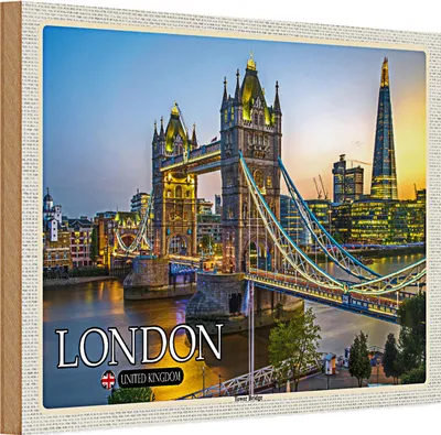 Produktbild von Holzschild Städte Tower Bridge London UK England 30x20cm