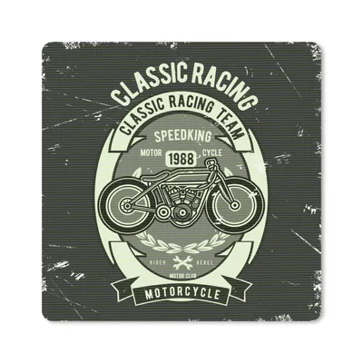Produktbild von MuchoWow® Mauspad Mousepad Motorrad - Rennen - Retro - Zeichnung 20x20 cm - Mousepads - Maus Mat - Pad - Mausunterlage - Desk Mat - Bureauartikeln