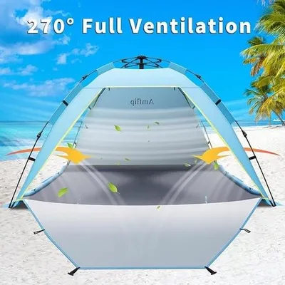 Productafbeelding van Strandtent - Strandtent met zonbescherming, afmetingen: 190 cm (L) x 170 cm (B) x 120 cm (H)