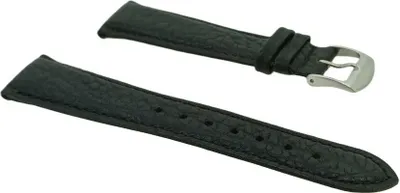 Produktbild von Minott | Uhrenarmband 22mm Leder schwarz gepolstert genarbt