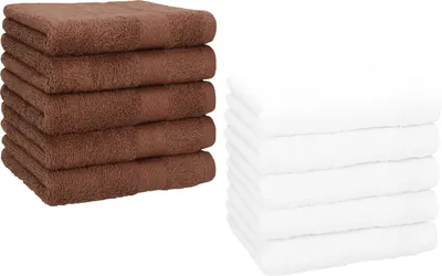 Produktbild von Betz 10 Stück Seiftücher 30x30 cm PREMIUM 100% Baumwolle  Farbe: nussbraun und weiß