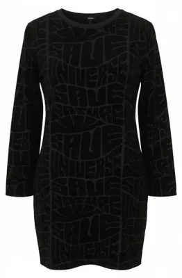 Zdjęcie produktu dla Desigual Hellen Women Dressblack Textured Crew Neck Long Sleeve Fitted