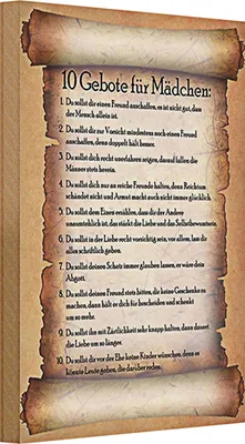 Produktbild von Holzschild Spruch 20x30cm 10 Gebote für Mädchen du sollst