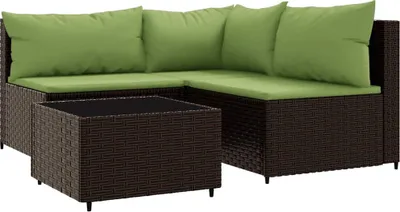 Produktbild von vidaXL 4-tlg. Garten-Lounge-Set mit Kissen Braun Poly Rattan