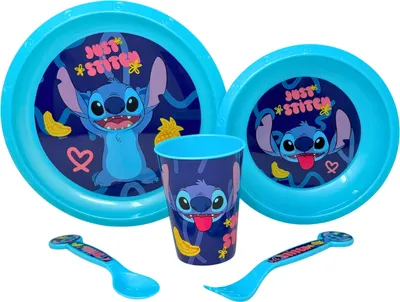 Kinder-Lunchset 5-teilig, BPA-frei, mikrowellengeeignet, Stitch-Motiv