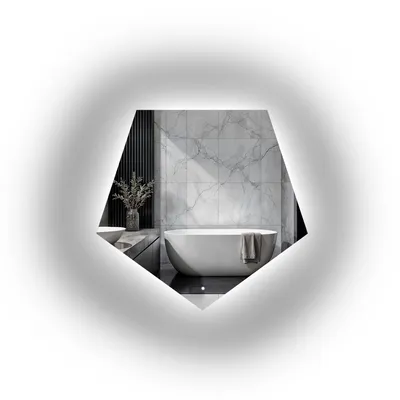 Image de Alfaram Miroir mural organique PENTA LED 90 x 86, de forme irrégulière, pour la salle de bains ou le salon