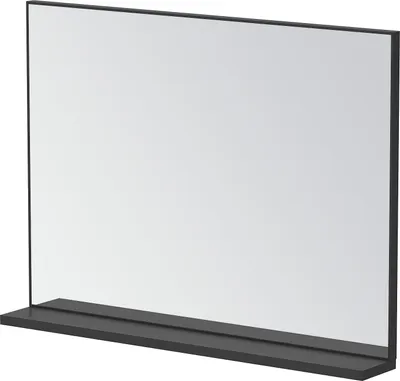 Produktbild von AQUABATOS Badspiegel mit Ablage Matt schwarz Aluminiumrahmen Wandspiegel Hängespiegel rechteckig 80 x 60 cm