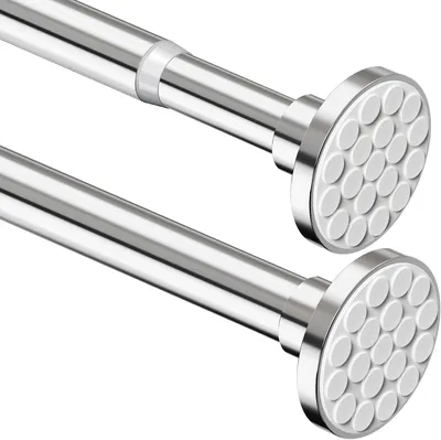 Imagen del producto de Barra para cortina de ducha sin necesidad de taladrar, barra telescópica extensible de acero inoxidable, de 85 a 180 cm