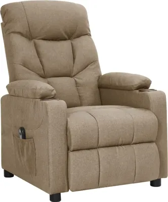 Imagen del producto de Sillón reclinable eléctrico, color taupe, tapizado en tela