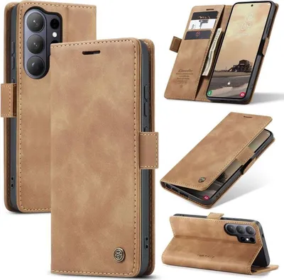 Produktbild von Hülle Samsung Galaxy Handyhülle Klapphülle Tasche Etui für Samsung S26 Ultra-Hellbraun