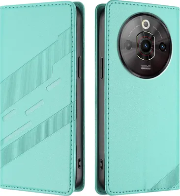Produktbild von Hülle für ZTE Nubia Focus Pro 5G, Kunstleder Brieftaschen Handyhülle mit Kartenfach und Standfunktion Türkis