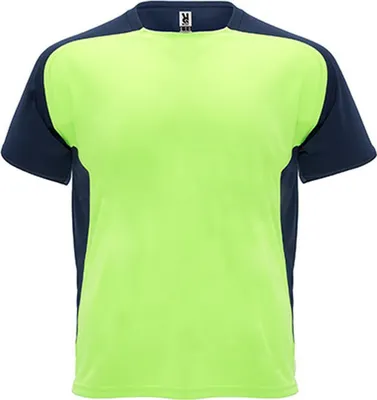 Produktbild von Roly CA6399 | Herren Bugatti T-Shirt - Farbe: Fluor Green 222/Navy Blue 55 - Größe: XXL
