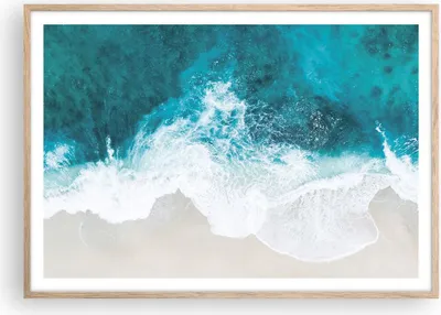 Produktbild von Gerahmtes Poster - Rahmen in heller Eiche - Luftaufnahmen Strand Welle - 100x70 cm - Wand Bild - Wanddeko - Wandbilder - Kunstposter - Wandposter - Bilderrahmen - Bilder - P2NAA100x70-4686