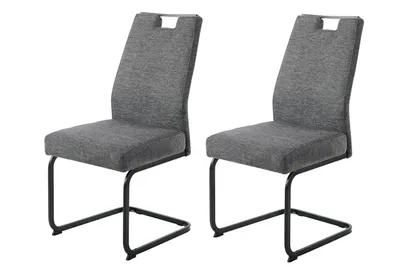 Produktbild von Hela Tische, 2er SET Esszimmerstuhl Freischwinger Kerstin, Bezug Webstoff Anthrazit, XL Sitzbreite, FEDERKORB, Griff, Vierkantgestell, 140kg belastbar