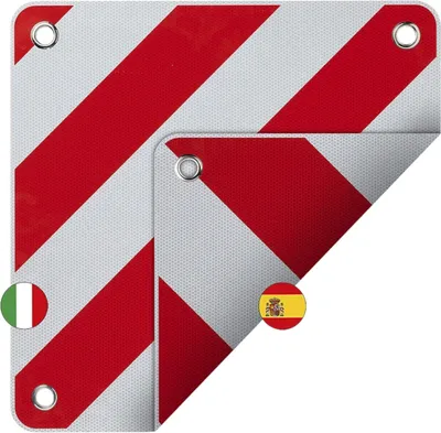 Produktbild von 2in1 Warntafel für Italien + Spanien PVC 50x50 reflektierend - Reise Warnschild