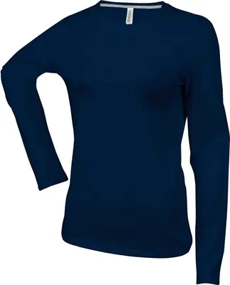 Produktbild von Kariban Damen Langarmshirt T-Shirt Longsleeve Shirt Baumwolle Rundhals, Größe:M, Farbe:Navy Blau
