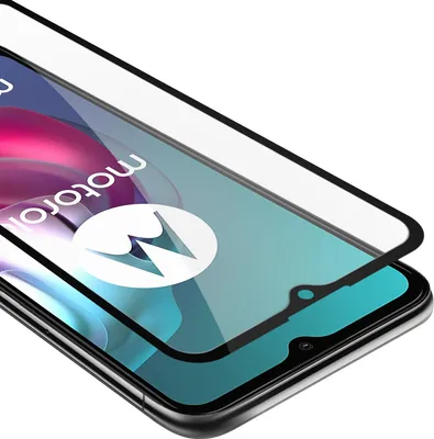 Produktbild von Cadorabo Panzerfolie für Motorola MOTO G10 / G30 Schutzfolie in Schwarz Vollbild Folie Tempered Display Schutzglas