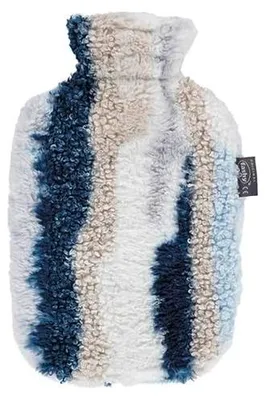 Image de Bouillotte Fashy avec housse en polaire effet marbré, bleue, 2,0 L