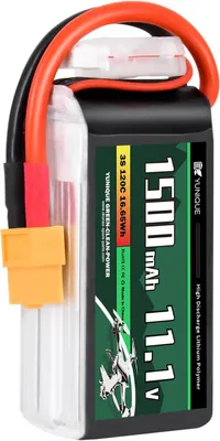Immagine prodotto di Batteria LiPo 3S 11.1V 1500mAh 120C con connettore XT60 - custodia morbida, cavo in silicone - Per droni FPV e auto RC - 72x35x24mm, 140g