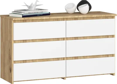 Obrázek produktu pro Komoda CL100 6 zásuvek Dub Artisan Bílá Moderní úložný prostor