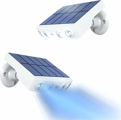 Produktbild von Solar-Gartenleuchte, [2 Stück] Solar-Bewegungsmelderleuchte, 360°-Solar-Flutlicht [1200 mAh], wasserdicht, weiß