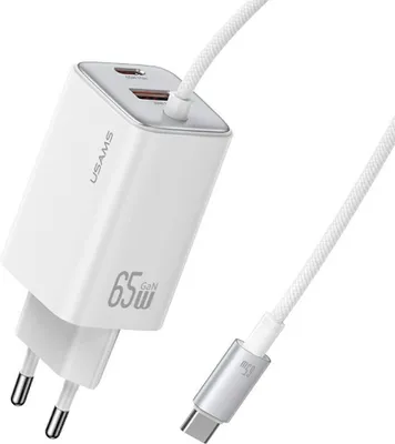 Immagine prodotto di Ładowarka Sieciowa Usams Jc Series Cc266 65W Gan Fast Charger 2Xusb-C 1Xusb-A Biały