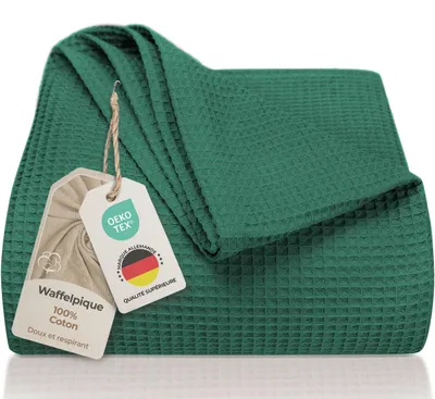 Obrázek produktu pro LAYNBURG, prémiová přehoz na postel, rozměry 180 x 220 cm – lehká bavlněná deka s vaflovou strukturou