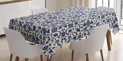 Produktbild von ABAKUHAUS Orient Tischdecke, Marokkanisches Blumenmuster mit viktorianischem Rokoko barockem Design, 140 x 170 cm, Vermilion Indigo