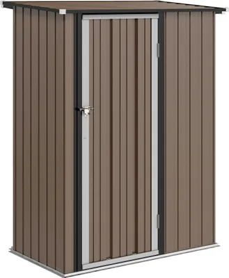Produktbild von Outsunny Metall Gerätehaus 1,07 m² 142 x 86 x 189 cm Geräteschuppen Braun