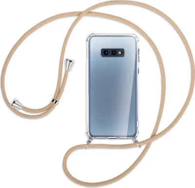 Produktbild von Handykette Backcover-Schutzhülle mit Band (Metall silberfarben) für Samsung Galaxy S10e - beige
