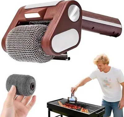 Zdjęcie produktu dla Elektryczna szczotka do grilla z wbudowanym oświetleniem, ergonomiczną rączką, szybko obracającą się szczotką, bezprzewodowa.