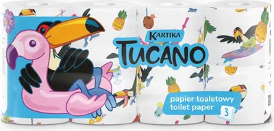 Zdjęcie produktu dla Papier toaletowy Kartika Kids 3-warstwowy, 8 rolek XXL