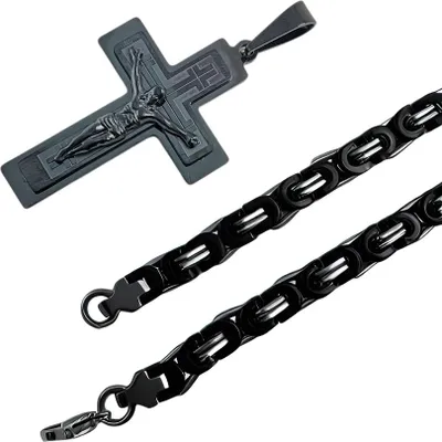 Obrázek produktu pro Pánský náhrdelník RE-38739 - Černý kříž 60cm KP38739