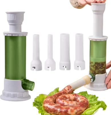 Obrázek produktu pro Ruční plnička klobás s pěchovadlem a 4 plnicími trubkami, ideální pro domácí nebo restaurační použití