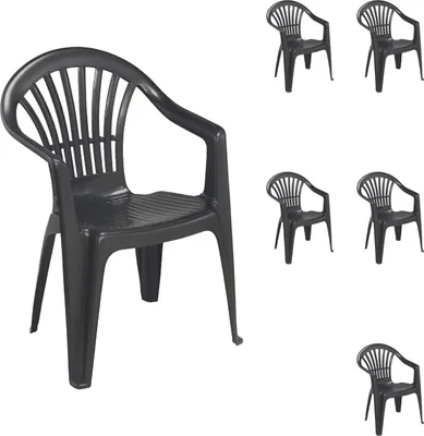 Produktbild von 6er Stapelstuhl Bistrostuhl Gartenstuhl MOJAWO Anthrazit Kunststoff