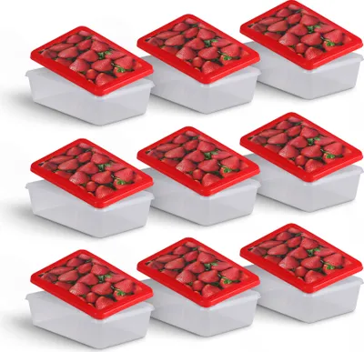 Image de Boîtes fraîcheur 1,25L - Fraise - 20x13cm ( pack de 9 )
