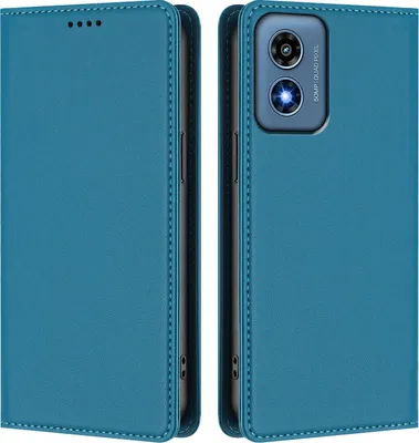 Obrázek produktu pro Kožené pouzdro pro Motorola Moto G Play 2024 4G, magnetické flipové pouzdro zPolyuretankůže se stojánkem Jezerní modrá
