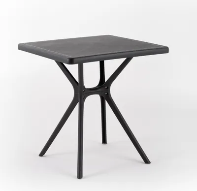 Immagine prodotto di Tavolo da esterno in polipropilene con fibra di vetro, quadrato, 80 x 80 cm, robusto e resistente, ideale per giardino, terrazza, bar LUCAS - Nero