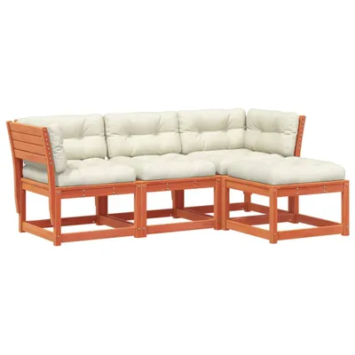 Produktbild von vidaXL 4tlg. Garten-Lounge-Set mit Kissen Wachsbraun Massivholz Kiefer