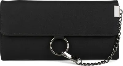 Produktbild von styleBREAKER Damen Geldbörse mit Ring und Kette – Weiches Portemonnaie mit Karabinerhaken und Druckknopfverschluss 02040066