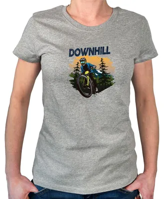 Produktbild von Huuraa Damen T-Shirt Downhill Bike XL Sport Grey Bio Baumwolle Fairtrade Damenshirt Geschenkidee
