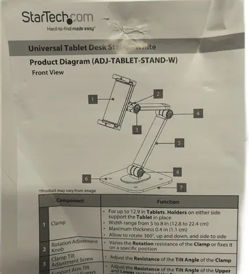 Produktbild von StarTech.com Adjustable Tablet Stand for Desk, Desk/Wall Mountable, Supports Up to 2.2lb, Universal Tablet Stand Holder for Desk, Articulating Tablet Mount with Pivot/Swivel/Rotate - Ergonomic Tablet Stand (ADJ-TABLET-STAND-W) - Aufstellung - für Tablett -
