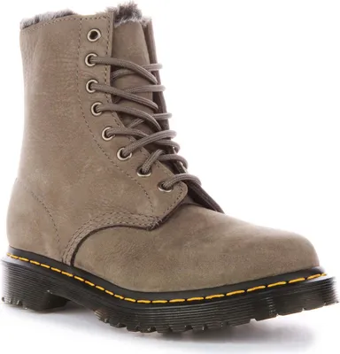 Immagine prodotto di Dr Martens 1460 Serena Faux Fur Lined Nubuck Lace-Up Boots In Grey - undefined / Grey