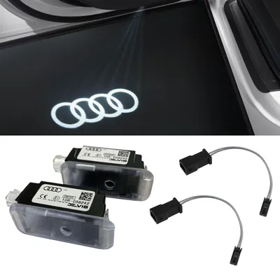 Original Audi Ringe LED Einstiegsbeleuchtung Tür Logo + Adapter für viele Audi – Produktansicht