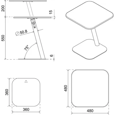 Produktbild von Dataflex 45.450, Tablet-Ständer, Weiß, 15 kg, 555 - 755 mm, 480 mm, 480 mm