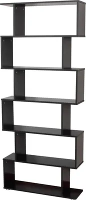 Image de Bibliothèque - en forme de S - 6 compartiments - 80×24×191 cm - PVC - à monter soi-même - Noir