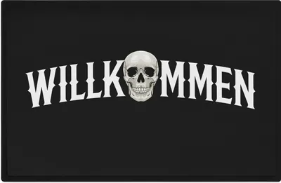 Produktbild von Trendation - Willkommen Fußmatte Grafik Schmutzfangmatte Geschenk Außen Innenbereich 60x40 cm Waschbar Türmatte Totenkopf